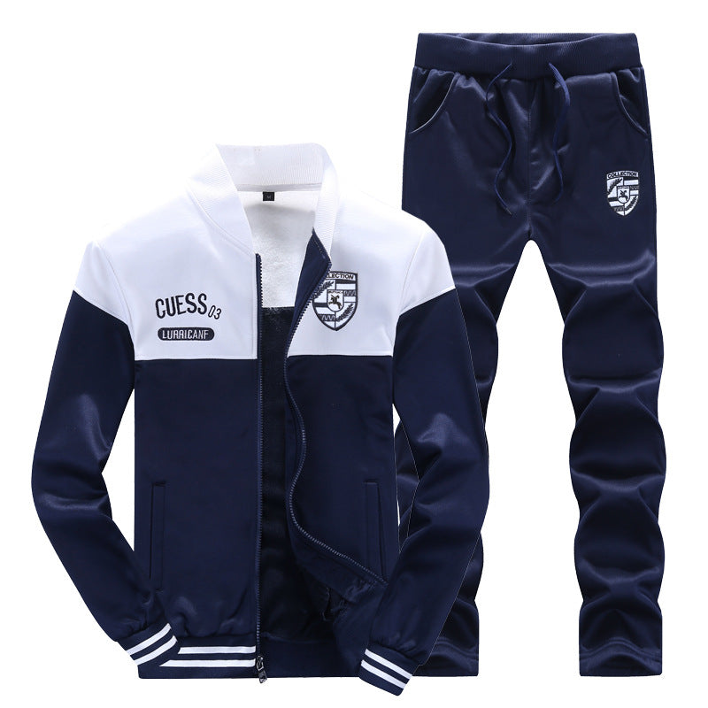 Herre treningssett i sporty baseballlook. Komfortabelt joggesett for trening og fritid, grå/svart.
