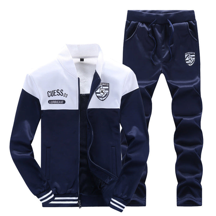 Herre treningssett i sporty baseballlook. Komfortabelt joggesett for trening og fritid, grå/svart.