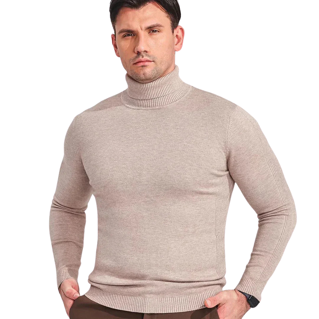 Klassisk svart herre turtleneck genser i kasjmir, elegant og varm for alle anledninger.