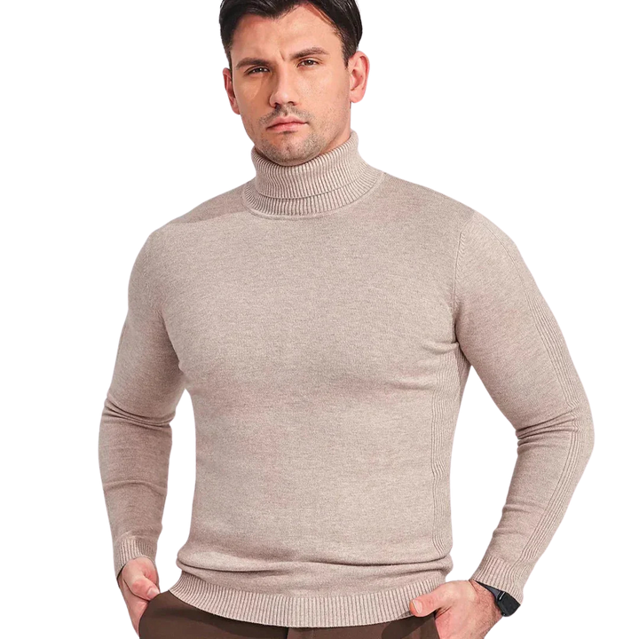 Klassisk svart herre turtleneck genser i kasjmir, elegant og varm for alle anledninger.