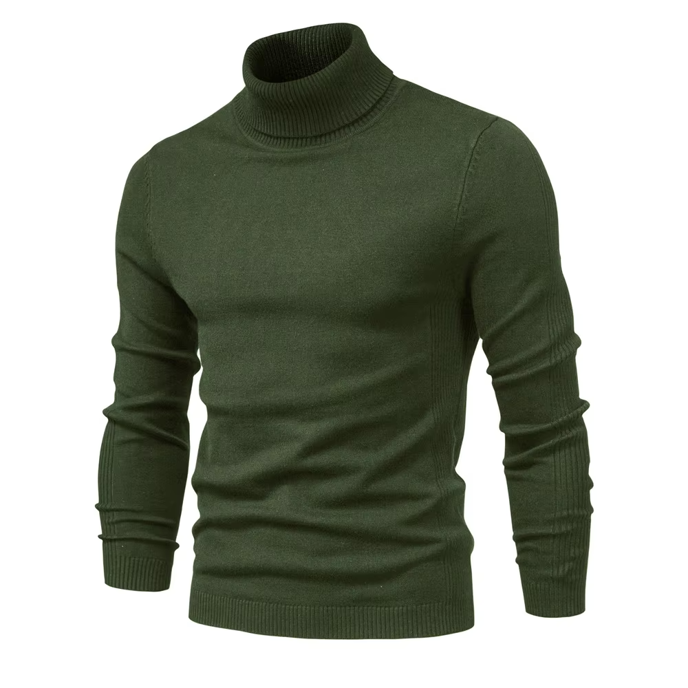 Grønn herre turtleneck genser, en varm og komfortabel klassiker for den stilbevisste.