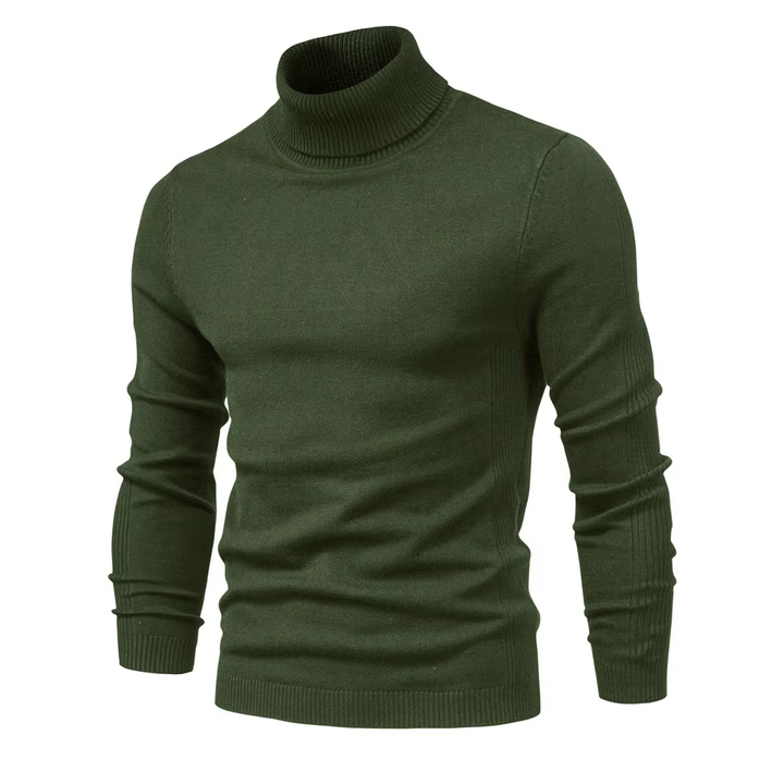 Grønn herre turtleneck genser, en varm og komfortabel klassiker for den stilbevisste.