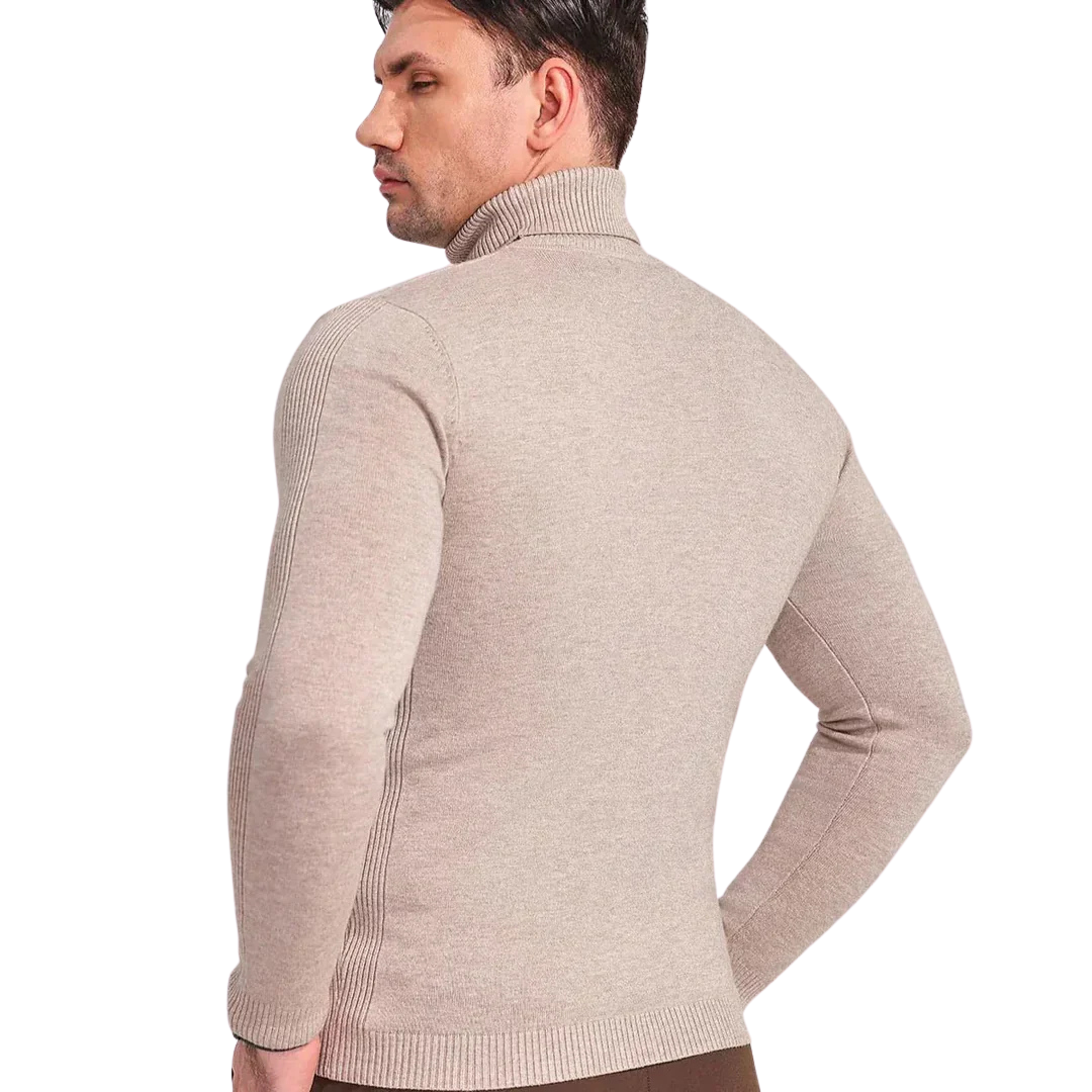 Hvit herre turtleneck genser, ren og sofistikert, et must for den moderne mannen.