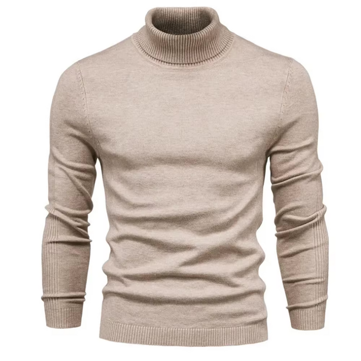 Burgunder herre turtleneck genser i kasjmir, gir varme og et hint av farge til antrekket.