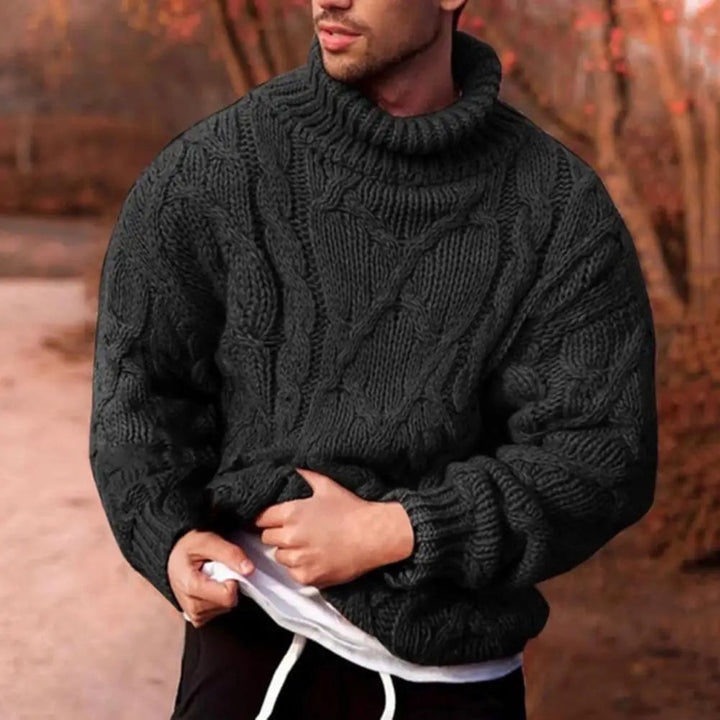 Stilig flettet herregenser i varm strikk. Perfekt turtleneck for casual og formell bruk. Vintermote.