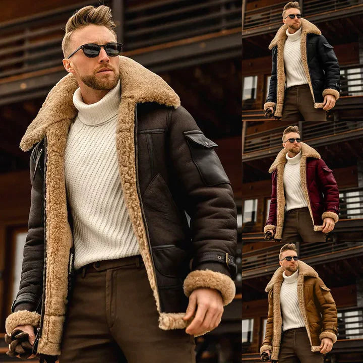 Elegant herre i klassisk vinterfrakk som viser tidløs stil. Varm herrejakke for business og casual bruk i kaldt vær.