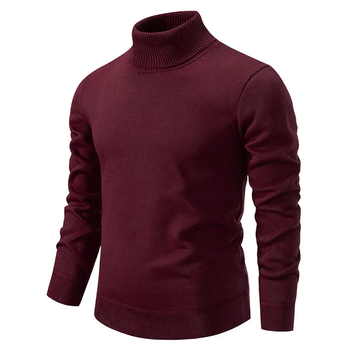 Stilig herre genser i ull med polokrage. Tidløs design for høst- og vintermote.