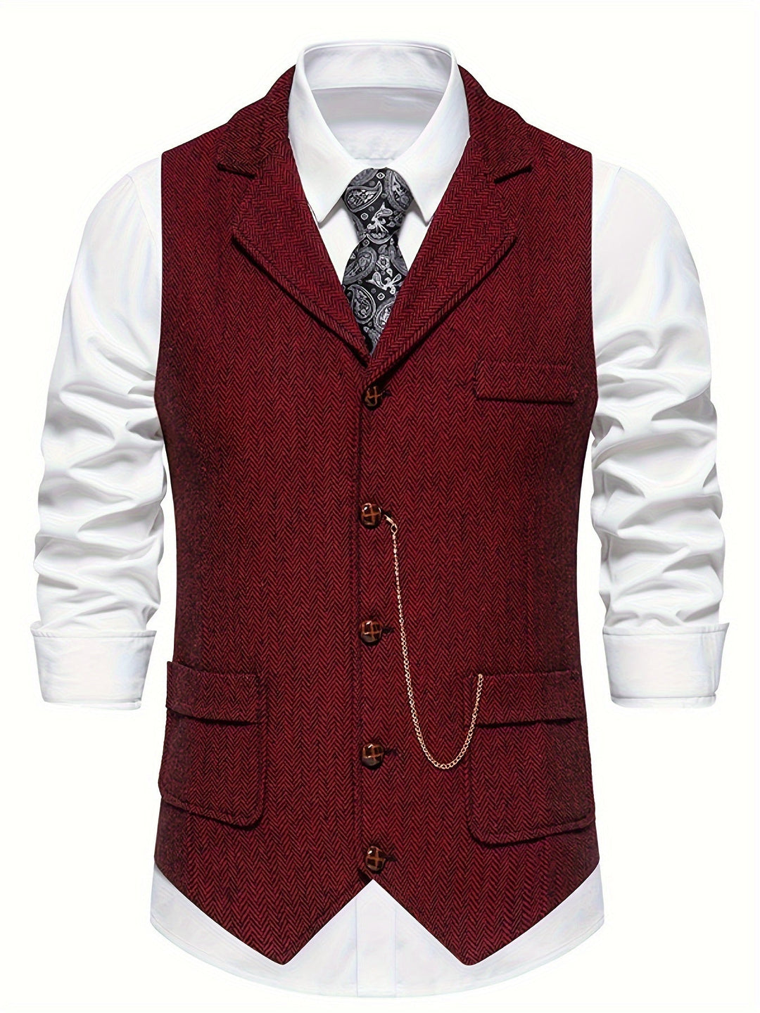 Elegant klassisk fiskebeinsvest for menn. Tidløs herrevest, perfekt for formelle antrekk.