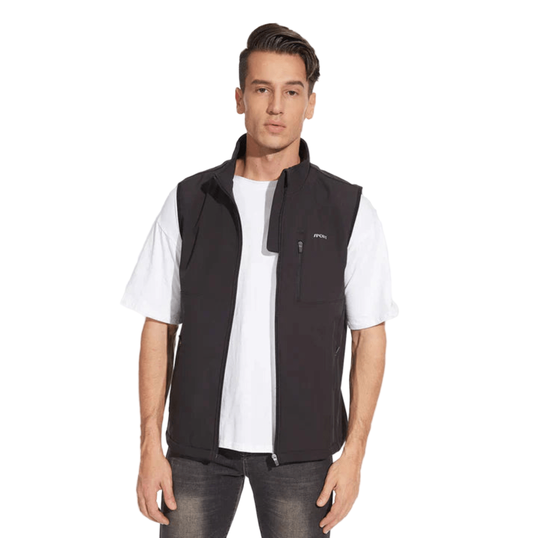 Lett herre vest med stående krage. Stilfull og moderne ytterplagg for komfortabel casual bruk, perfekt overgangsjakke.