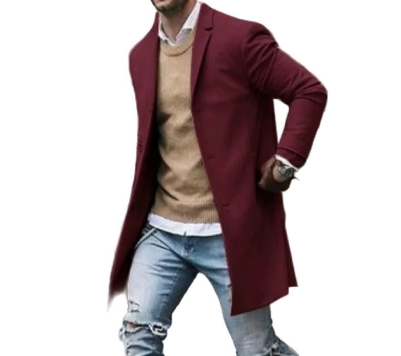 Herre slim fit vinterjakke i ullblanding, varm og vindresistent, perfekt for kaldt vær.