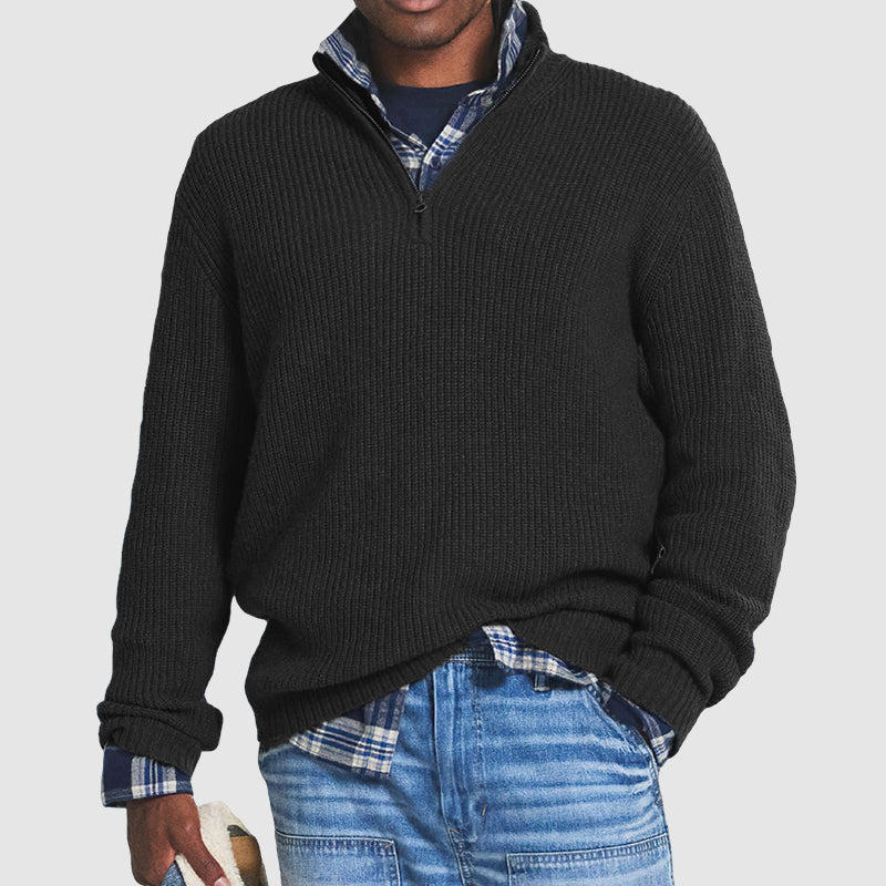 Slim fit herregenser med glidelås. Moderne business- og casualstil for menn.