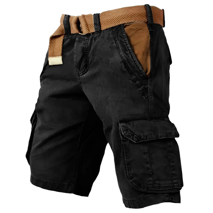 Myke herre cargo shorts, pustende stoff, flerlommet design, perfekt for varme sommerdager og fritid.