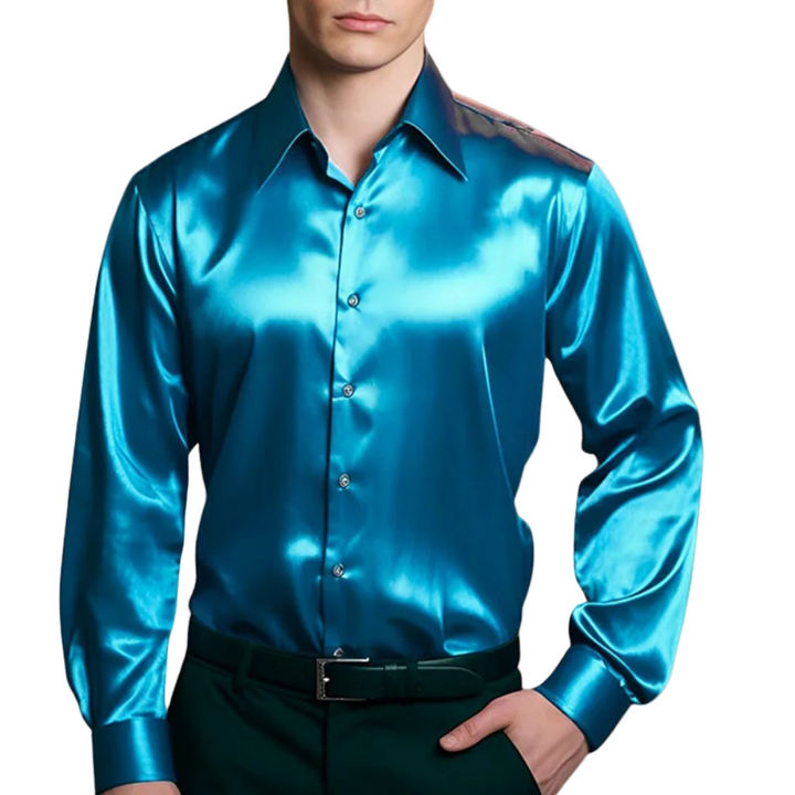 Elegant marineblå herreskjorte i business stil. Perfekt for formelle anledninger og selvsikker eleganse.