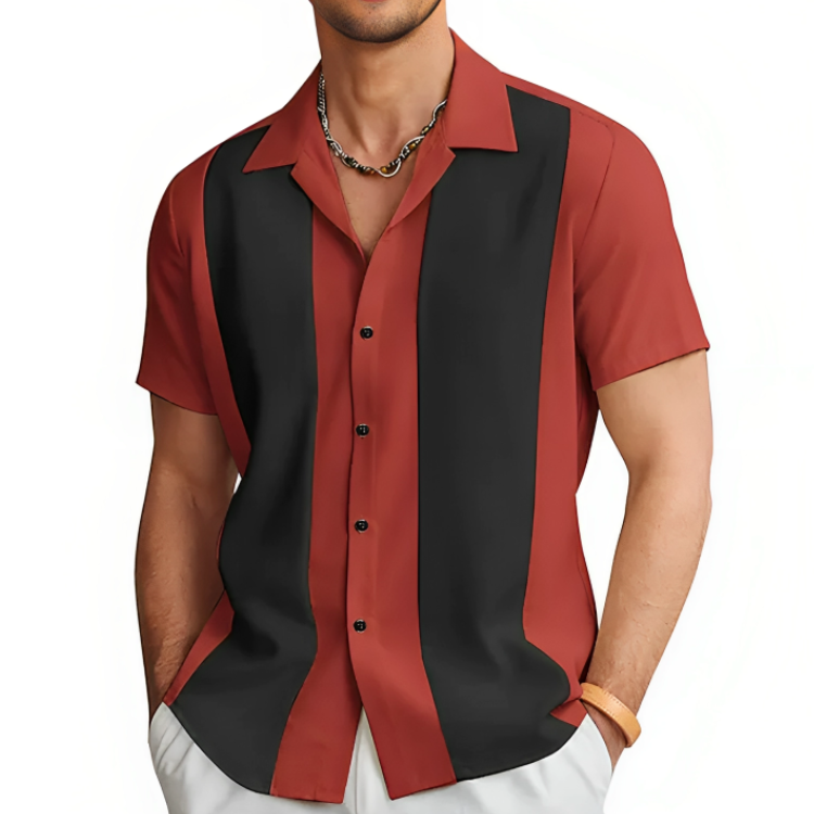 Lett, pustende herreskjorte i polyester. Komfortabel uformell sommerskjorte for menn, perfekt for fritid og strand.