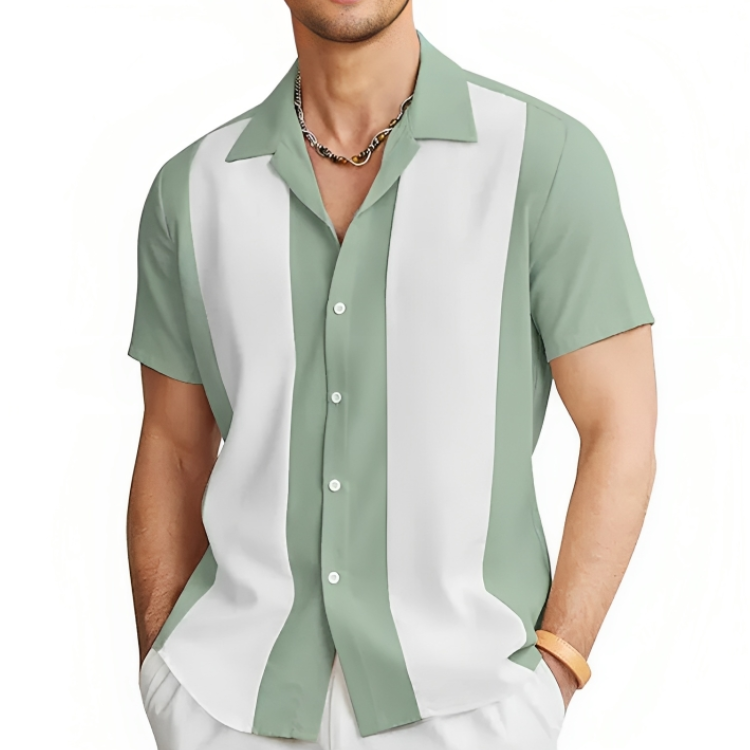 Pustende polyester herreskjorte, lett og komfortabel. Perfekt fritidsskjorte for uformell sommerstil og strandbruk.