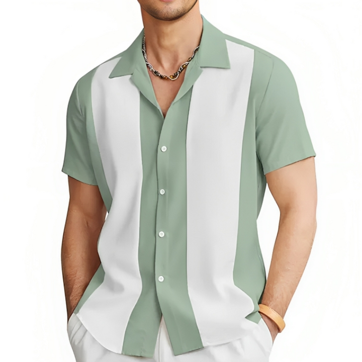 Pustende polyester herreskjorte, lett og komfortabel. Perfekt fritidsskjorte for uformell sommerstil og strandbruk.