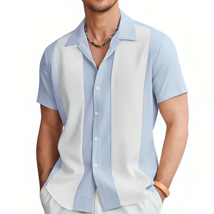Trendy herremote: uformell casual sommerskjorte for menn. Lett polyester skjorte, komfortabel for fritid og strand.
