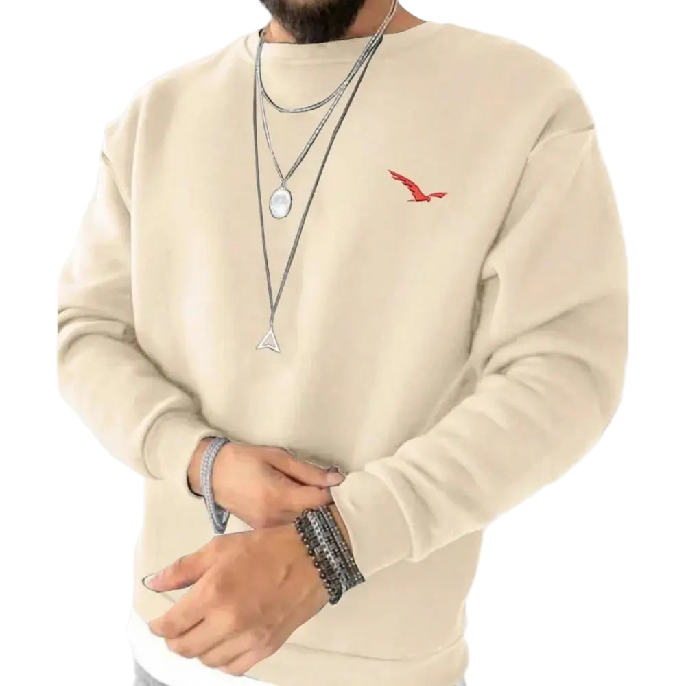 Herre genserskjorte i beige bomull, perfekt for tidløs stil og optimal komfort til hverdag og fritid.