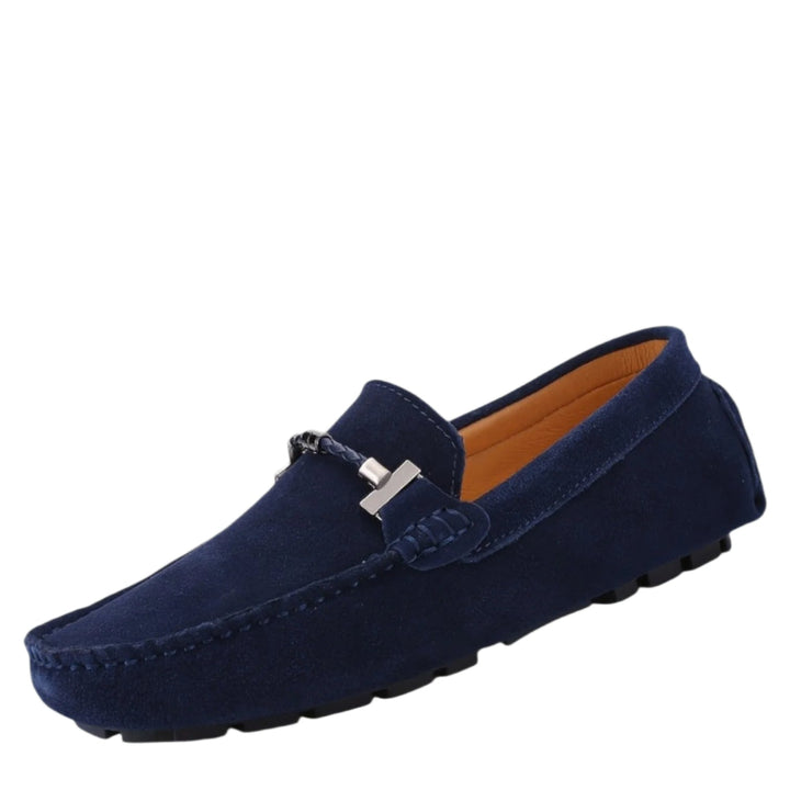 Brun semsket skinn herre moccasins slip-on. Komfortable og stilrene hverdagssko med gummisåle.