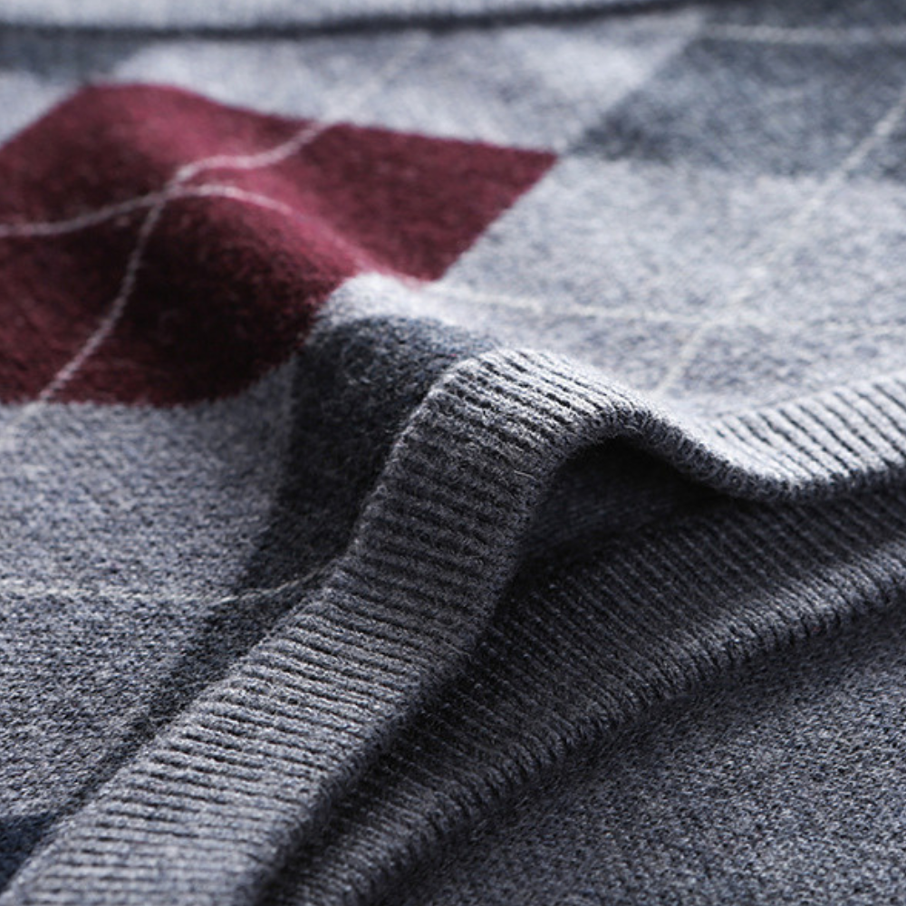 Stilig v-hals vest for menn, ermeløs herresweater som fremhever en elegant og moderne herremote.