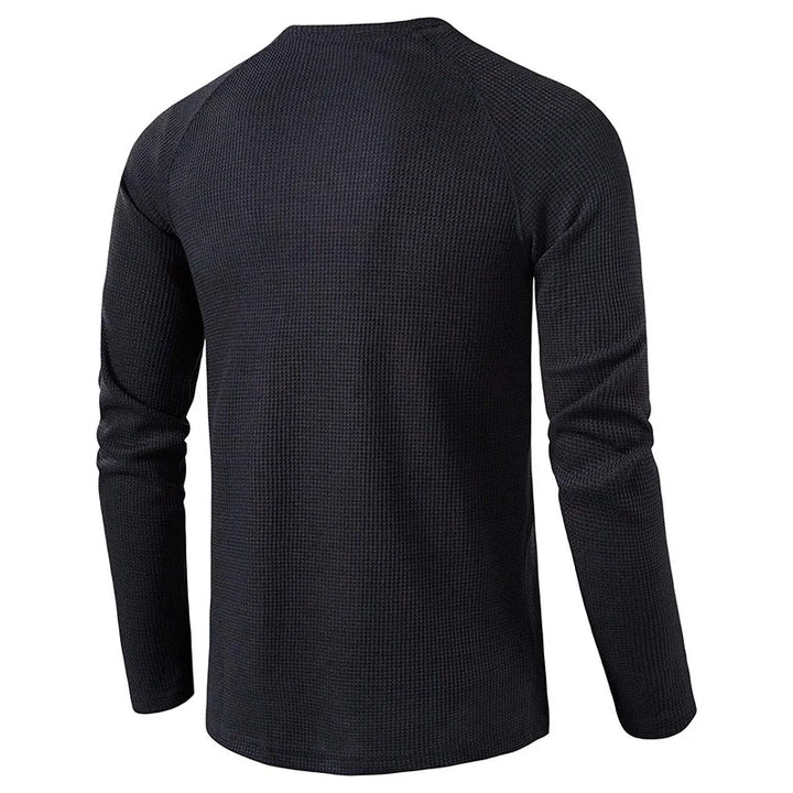 Vårklar herre Henley, langermet i pustende vaffelbomull, slim fit.
