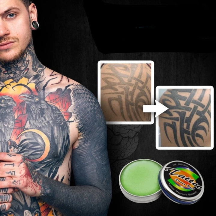 Tatoveringsbalsam for fargebevaring. Holder tatoveringens farger levende og intens over lengre tid.