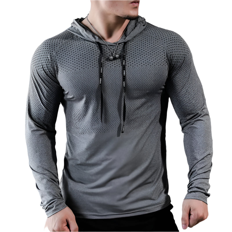 Herre slim fit hettegenser i pustende stoff, perfekt for trening og fritid, moderne stil.