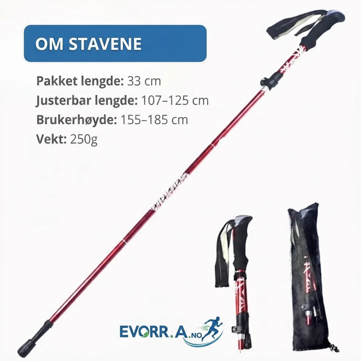 Robuste & lette turstaver (2-pakning) i karbon, ideelle for alle utendørsaktiviteter.