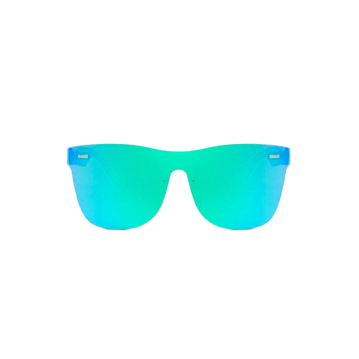 Unisex Infinity solbriller med fargede speilglass og UV-beskyttelse, perfekte for sommeren.
