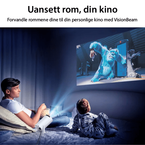 Kompakt smartprojektor med trådløs WiFi og Bluetooth. Perfekt for underholdning i hjemmet.