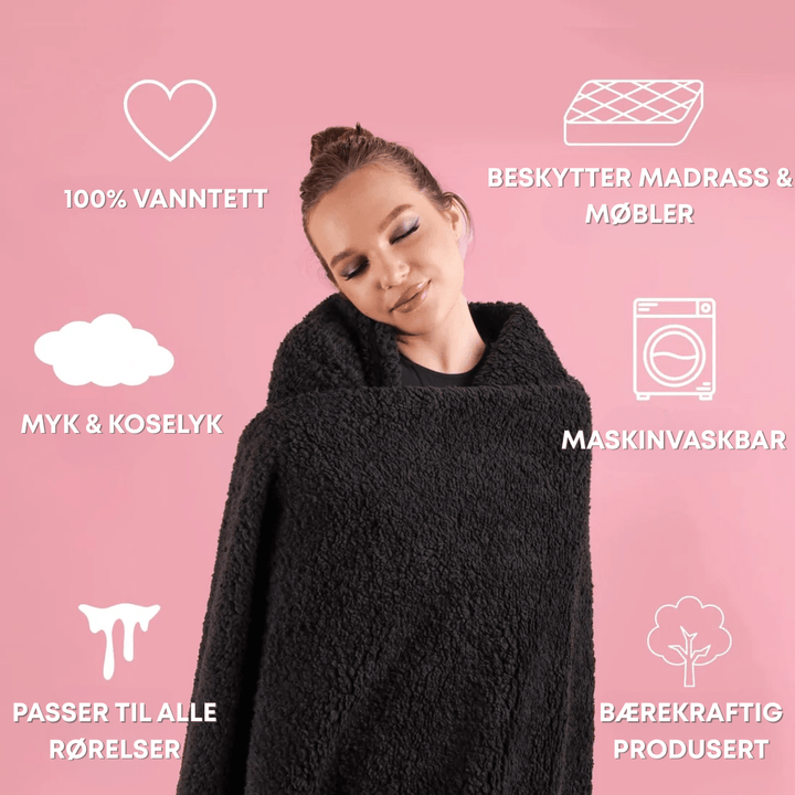 Vanntett teppe for sengen, designet for enkel pleie og varig beskyttelse.