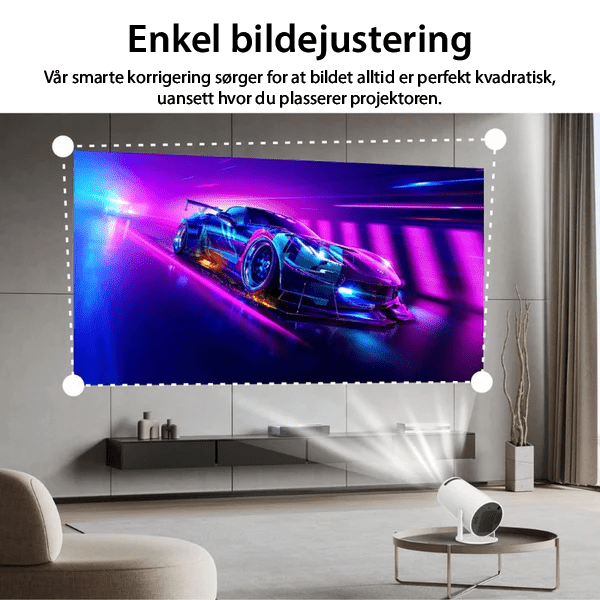 Nyt HD-filmer med denne bærbare hjemmekinoprojektoren. Perfekt for familieunderholdning.