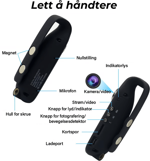 Multifunksjonelt SafeSight kroppskamera i 1080P, fang viktig innhold med letthet.