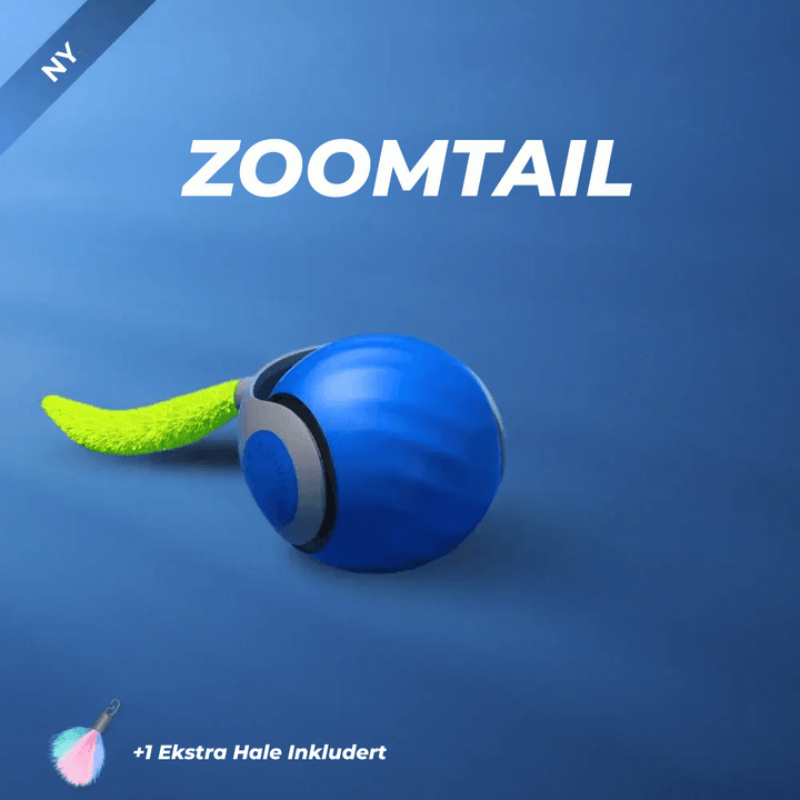 Interaktivt katteleketøy ZoomTail i silikon for innekatt, stimulerer jaktinstinkt og aktivitet.