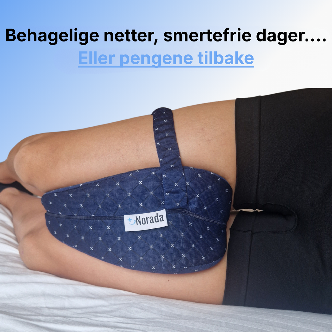 Ergonomisk støttepute for rygg og hofter, for smertefri søvn og effektiv isjiaslindring.