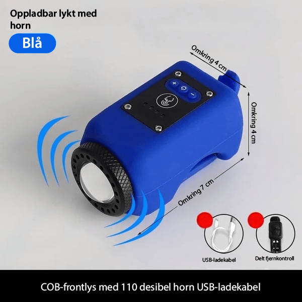 Kraftig LED sykkellys lyser opp veien foran. Gir god synlighet og sikkerhet under kveldsykling.