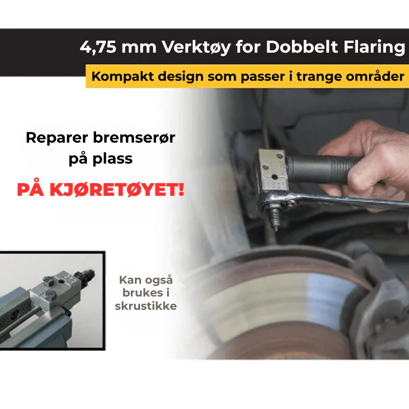 Profesjonelt bremserør flenseverktøy, komplett sett for mekanikere og gjør-det-selv bilreparasjon.