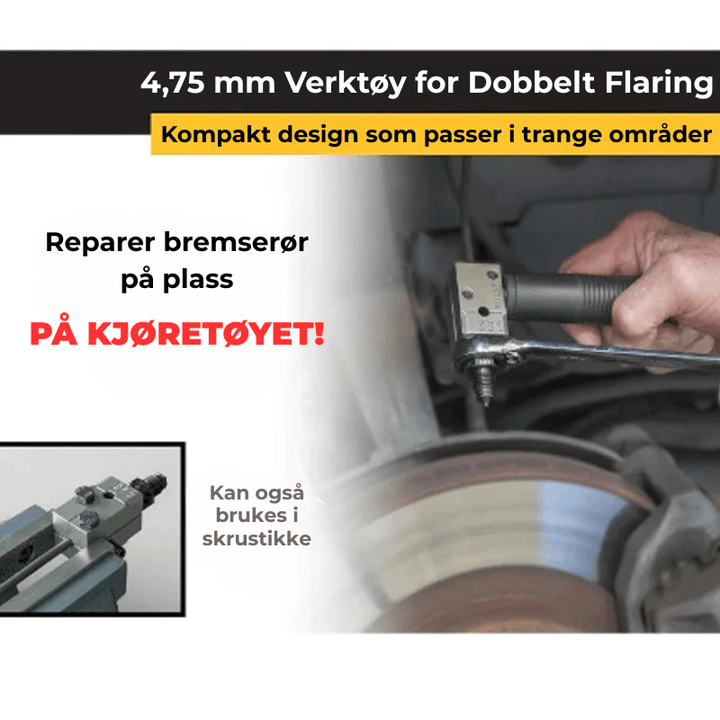 Profesjonelt bremserør flenseverktøy, komplett sett for mekanikere og gjør-det-selv bilreparasjon.
