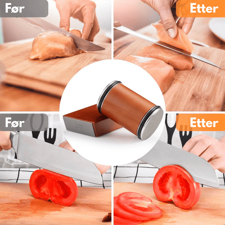 Manuell knivsliper i elegant design. Essensielt kjøkkenverktøy for skarpe kniver hjemme.