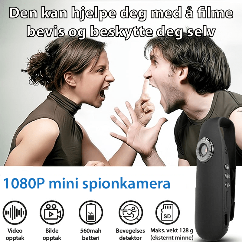 Kompakt SafeSight 1080P HD-kamera; perfekt for diskret overvåkning og reise.