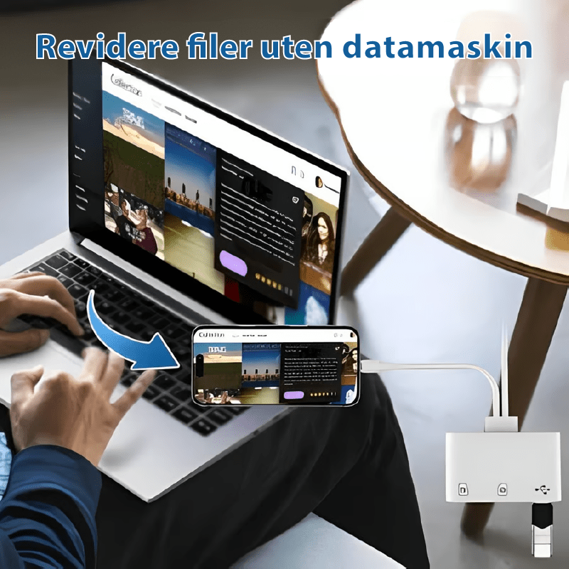 Høyhastighets USB-C minnekortleser for effektiv SD- og TF-dataoverføring til iPhone, iPad, Android.