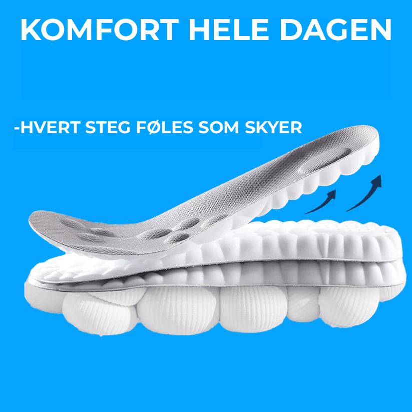 CloudStride innleggssåler lindrer fotsmerter, gir støtte og demper støt for aktive føtter.