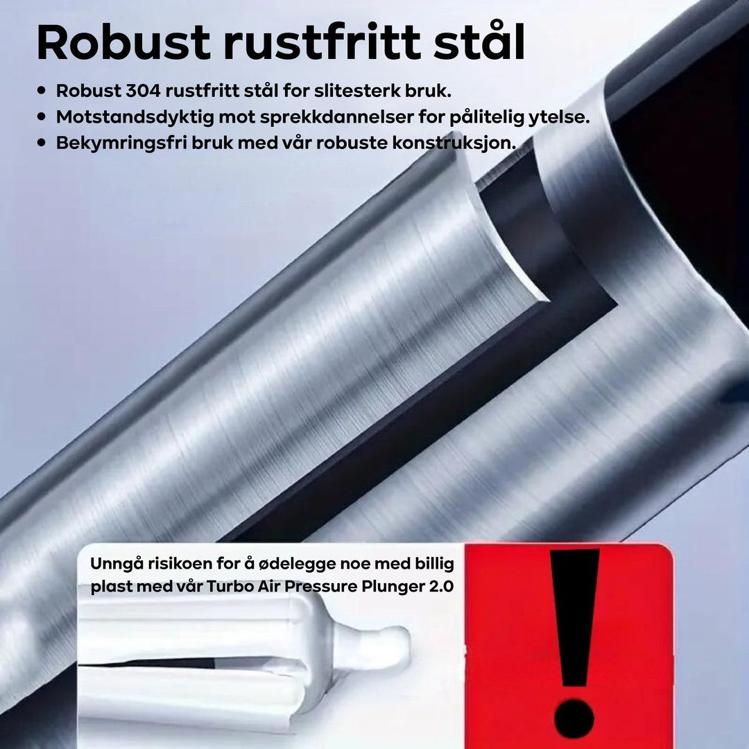 Lufttrykk avløpsrenser for tette avløp i vask, dusj og badekar. Enkel å bruke for rask rense.