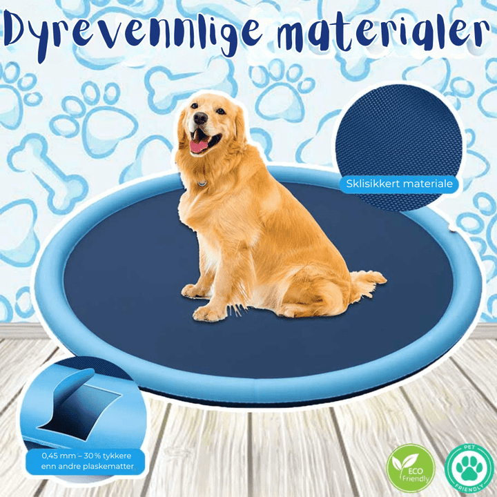 Slitesterkt sprinklerbasseng for hunder med tykke PVC-vegger og sklisikker bunn, perfekt for trygg vannlek.