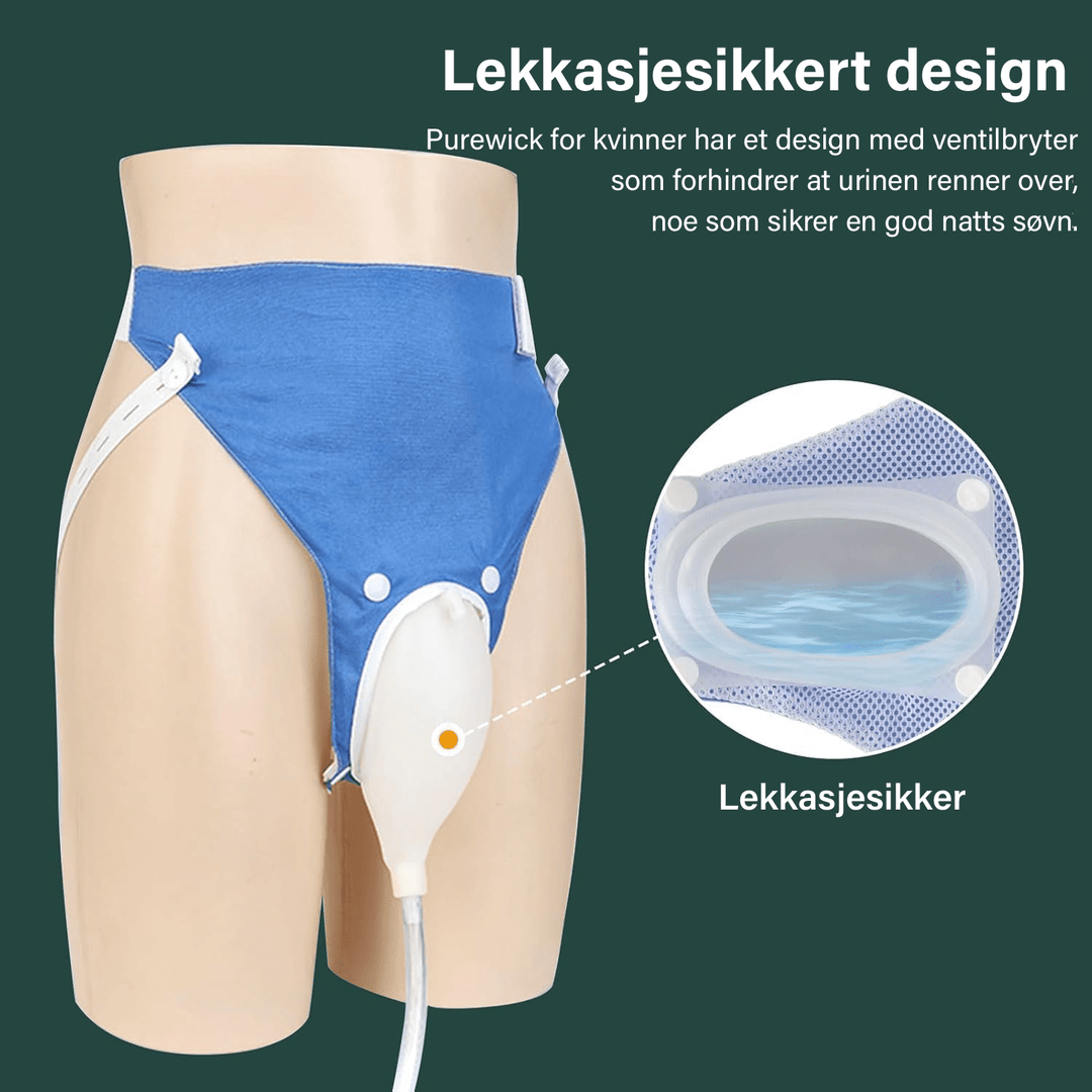 Urinoppsamler for inkontinens, lekkasjesikker bærbar urinpose for økt komfort.