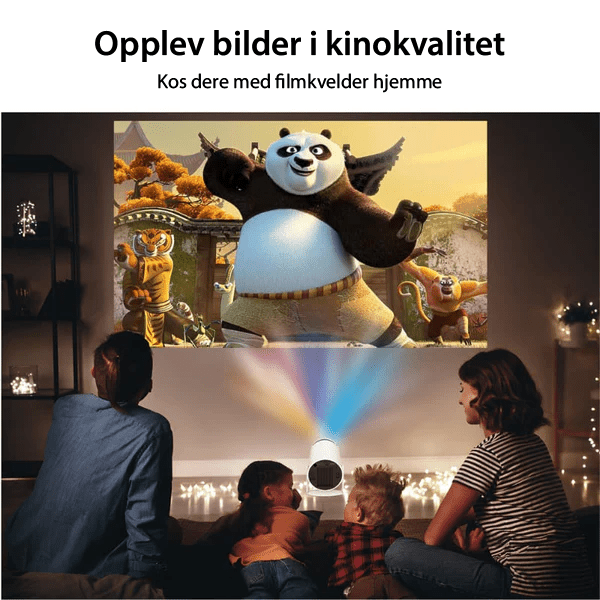 Moderne bærbar projektor som forvandler stuen til en hjemmekino. Ideell for film og gaming.