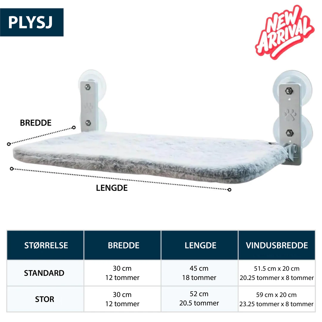 Sammenleggbar kattehengekøye for vindu, grå. Plassbesparende design, gir katten komfortabel utkikk.