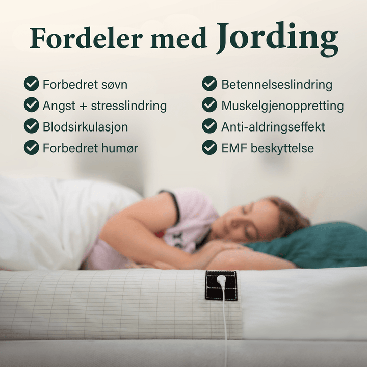 Elegant jordende sengeteppe i moderne soverom, støtter bedre søvn og helse.