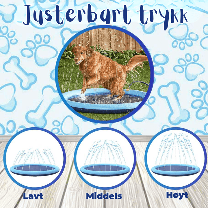 Stort, sammenleggbart hundebasseng med sprinklerfunksjon for avkjølende sommerlek og moro for kjæledyr.