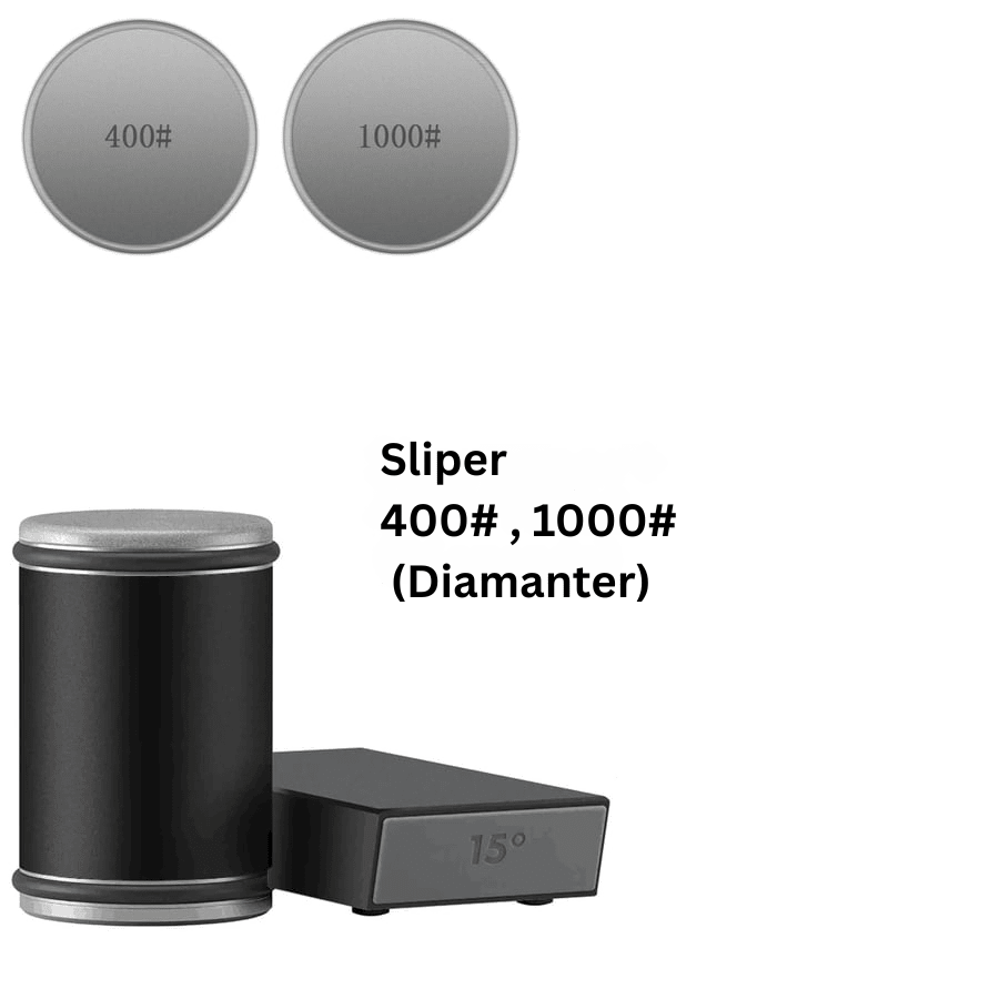 Effektiv manuell knivsliper med diamantslipere. Gir skarpe kokkekniver til matlaging.